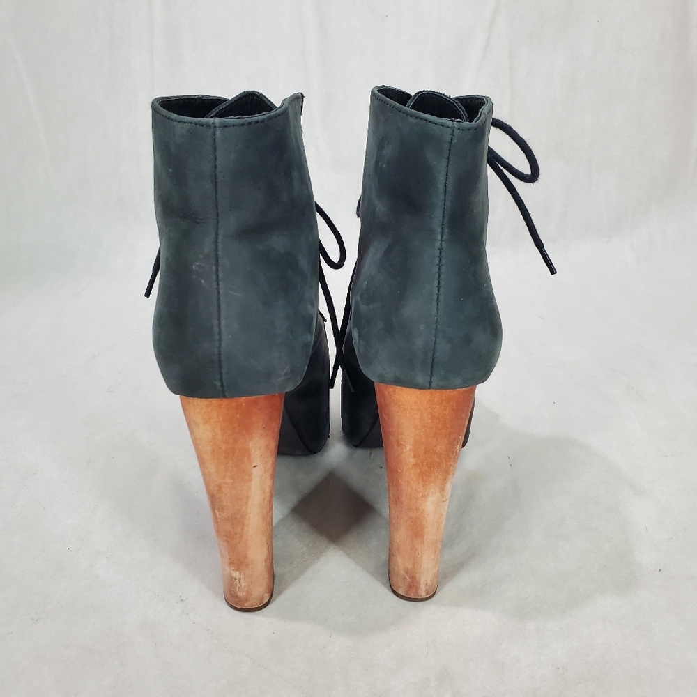 Jeffrey Campbell Lita Platform Boot Size 7.5 Leather Wood Goth Edgy Lady Gaga - Picture 7 of 14